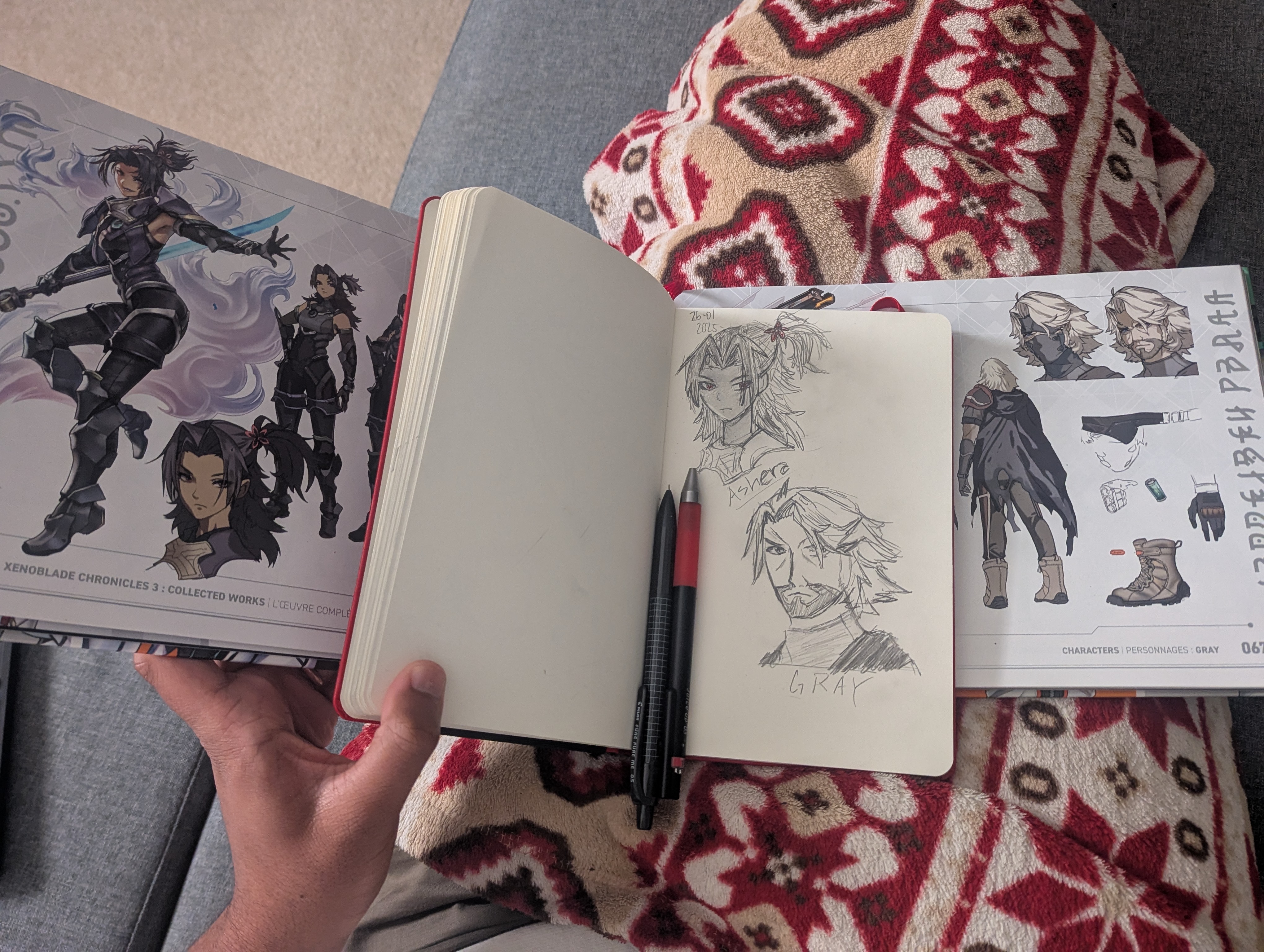 day 26: drawing based on the xenoblade chronicles 3 artbook in my apartment.