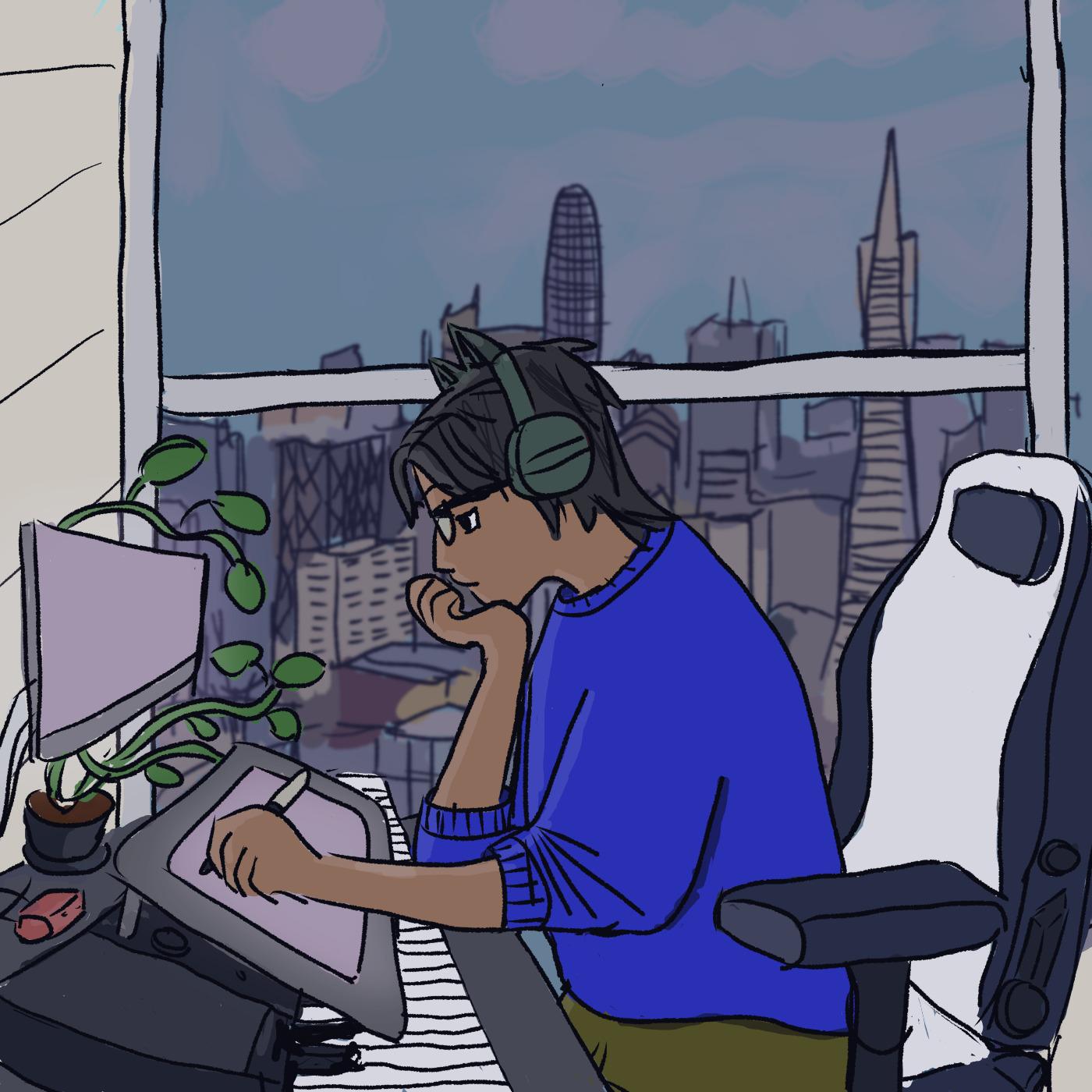 day 150: album art of me as the lofi hip hop girl