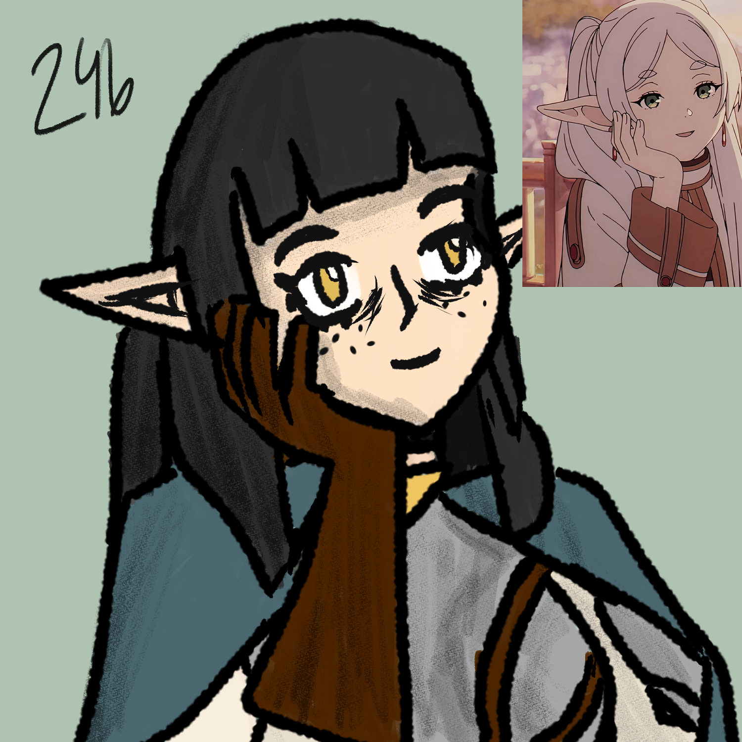 day 246: drawing petra based on screenshots from the anime adaptation of frieren: beyond journeys end