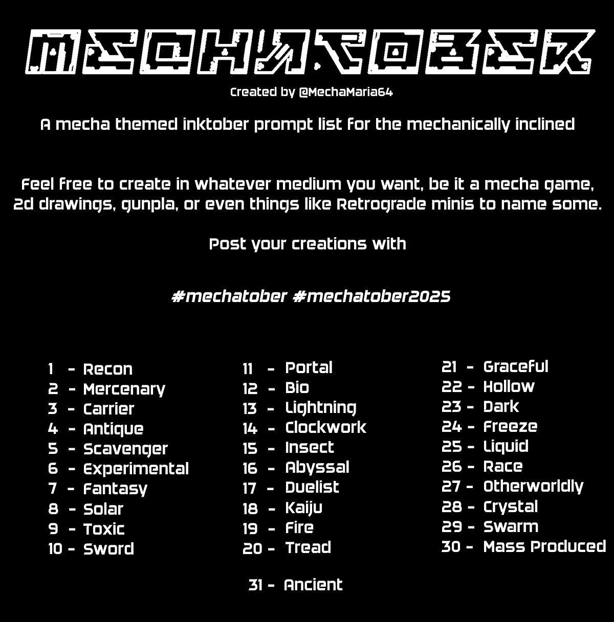 the prompt list for promptober